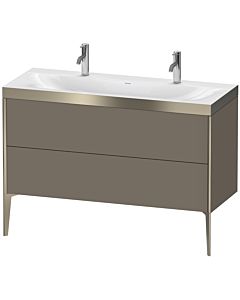 Duravit Meuble sous-vasque XViu XV4713OB190P 120x48cm, 2 coulissants, sans trou pour robinet, champagne mat, Rahmen P, flanelle gris soie mat