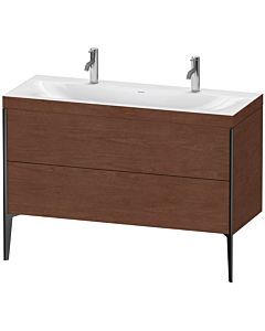 Duravit XViu Waschtisch-Unterschrank XV4713OB213C 120x48cm, 2 Auszüge, ohne Hahnloch, schwarz matt, Rahmen C, amerikanischer nussbaum