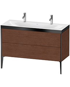 Duravit XViu vanity unit XV4713OB213P 120x48cm, 2 pull-outs, without tap hole, matt black, Rahmen P, American walnut