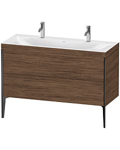 Duravit XViu Waschtisch-Unterschrank XV4713OB221C 120x48cm, 2 Auszüge, ohne Hahnloch, schwarz matt, Rahmen C, nussbaum dunkel
