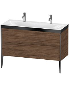 Duravit XViu Waschtisch-Unterschrank XV4713OB221P 120x48cm, 2 Auszüge, ohne Hahnloch, schwarz matt, Rahmen P, nussbaum dunkel
