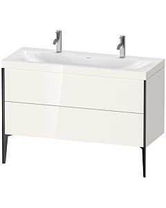 Duravit Meuble sous-vasque XViu XV4713OB222C 120x48cm, 2 coulissants, sans trou pour robinet, noir mat, Rahmen C, blanc brillant