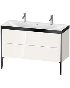 Duravit Meuble sous-vasque XViu XV4713OB222P 120x48cm, 2 coulissants, sans trou pour robinet, noir mat, Rahmen P, blanc brillant