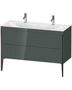 Duravit XViu vanity unit XV4713OB238C 120x48cm, 2 pull-outs, without tap hole, matt black, Rahmen C, dolomiti gray high gloss