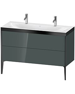 Duravit Meuble sous-vasque XViu XV4713OB238P 120x48cm, 2 coulissants, sans trou pour robinet, noir mat, Rahmen P, gris dolomiti brillant