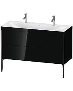 Duravit Meuble sous-vasque XViu XV4713OB240C 120x48cm, 2 coulissants, sans trou pour robinet, noir mat, Rahmen C, noir brillant