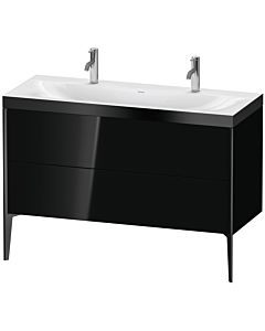 Duravit XViu vanity unit XV4713OB240P 120x48cm, 2 pull-outs, without tap hole, matt black, Rahmen P, high-gloss black