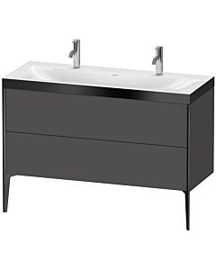 Duravit Meuble sous-vasque XViu XV4713OB249P 120x48cm, 2 coulissants, sans trou pour robinet, noir mat, Rahmen P, graphite mat