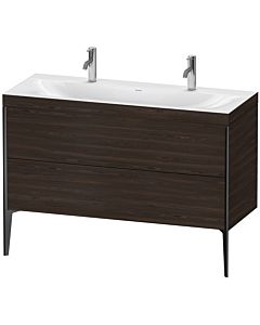 Duravit XViu Waschtisch-Unterschrank XV4713OB269C 120x48cm, 2 Auszüge, ohne Hahnloch, schwarz matt, Rahmen C, nussbaum gebürstet