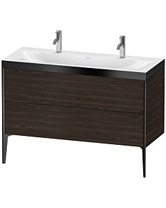 Duravit XViu Waschtisch-Unterschrank XV4713OB269P 120x48cm, 2 Auszüge, ohne Hahnloch, schwarz matt, Rahmen P, nussbaum gebürstet