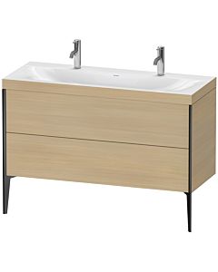 Duravit XViu vanity unit XV4713OB271C 120x48cm, 2 pull-outs, without tap hole, matt black, Rahmen C, Mediterranean oak