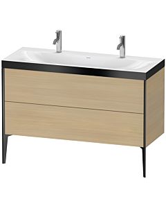 Duravit XViu vanity unit XV4713OB271P 120x48cm, 2 pull-outs, without tap hole, matt black, Rahmen P, Mediterranean oak