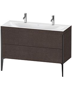 Duravit Meuble sous-vasque XViu XV4713OB272C 120x48cm, 2 coulissants, sans trou pour robinet, noir mat, Rahmen C, chêne foncé brossé