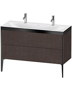 Duravit Meuble sous-vasque XViu XV4713OB272P 120x48cm, 2 coulissants, sans trou pour robinet, noir mat, Rahmen P, chêne foncé brossé