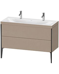 Duravit Meuble sous-vasque XViu XV4713OB275C 120x48cm, 2 coulissants, sans trou pour robinet, noir mat, Rahmen C, lin