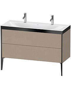 Duravit Meuble sous-vasque XViu XV4713OB275P 120x48cm, 2 coulissants, sans trou pour robinet, noir mat, Rahmen P, lin