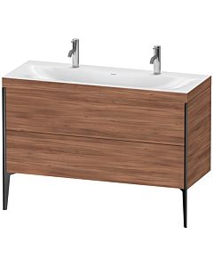 Duravit XViu Waschtisch-Unterschrank XV4713OB279C 120x48cm, 2 Auszüge, ohne Hahnloch, schwarz matt, Rahmen C, nussbaum natur