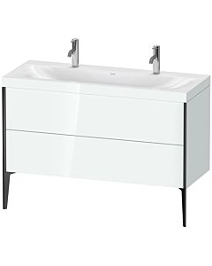 Duravit XViu Waschtisch-Unterschrank XV4713OB285C 120x48cm, 2 Auszüge, ohne Hahnloch, schwarz matt, Rahmen C, weiß hochglanz