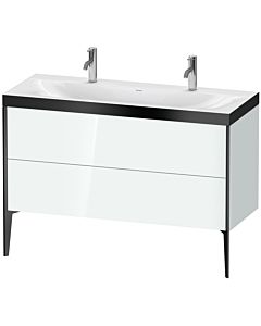 Duravit XViu Waschtisch-Unterschrank XV4713OB285P 120x48cm, 2 Auszüge, ohne Hahnloch, schwarz matt, Rahmen P, weiß hochglanz