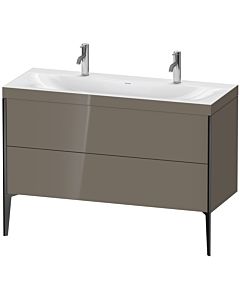 Duravit XViu Waschtisch-Unterschrank XV4713OB289C 120x48cm, 2 Auszüge, ohne Hahnloch, schwarz matt, Rahmen C, flannel grey hochglanz