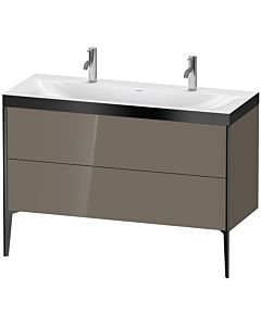 Duravit Meuble sous-vasque XViu XV4713OB289P 120x48cm, 2 coulissants, sans trou pour robinet, noir mat, Rahmen P, gris flanelle brillant