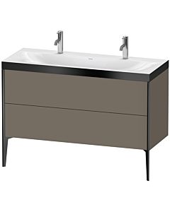 Duravit XViu Waschtisch-Unterschrank XV4713OB290P 120x48cm, 2 Auszüge, ohne Hahnloch, schwarz matt, Rahmen P, flannel grey seidenmatt