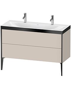 Duravit XViu vanity unit XV4713OB291P 120x48cm, 2 pull-outs, without tap hole, matt black, Rahmen P, matt taupe