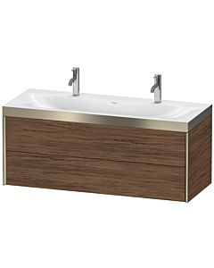 Duravit XViu Waschtisch-Unterschrank XV4618OB121P 120x48cm, 2 Schubkästen, champagner matt, Rahmen P, nussbaum dunkel