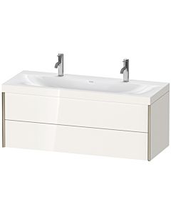 Duravit XViu Waschtisch-Unterschrank XV4618OB122C 120x48cm, 2 Schubkästen, champagner matt, Rahmen C, weiß hochglanz