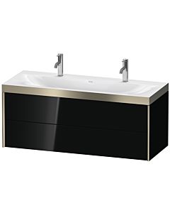 Duravit XViu Waschtisch-Unterschrank XV4618OB140P 120x48cm, 2 Schubkästen, champagner matt, Rahmen P, schwarz hochglanz