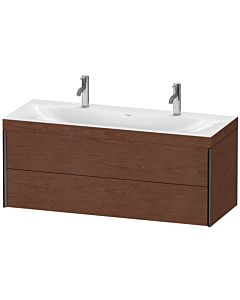 Duravit XViu Waschtisch-Unterschrank XV4618OB213C 120x48cm, 2 Schubkästen, schwarz matt, Rahmen C, amerikanischer nussbaum