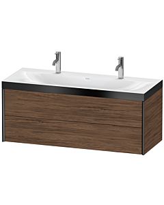 Duravit XViu Waschtisch-Unterschrank XV4618OB221P 120x48cm, 2 Schubkästen, schwarz matt, Rahmen P, nussbaum dunkel