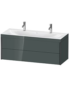Duravit XViu Waschtisch-Unterschrank XV4618OB238C 120x48cm, 2 Schubkästen, schwarz matt, Rahmen C, dolomiti grey hochglanz