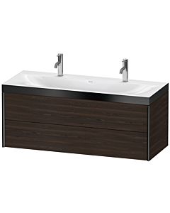 Duravit Meuble sous-vasque XViu XV4618OB269P 120x48cm, 2 tiroirs, noir mat, Rahmen P, noyer brossé