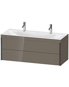 Duravit Meuble sous-vasque XViu XV4618OB289C 120x48cm, 2 tiroirs, noir mat, Rahmen C, gris flanelle brillant
