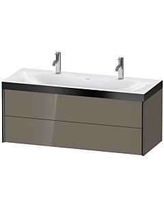 Duravit XViu Waschtisch-Unterschrank XV4618OB289P 120x48cm, 2 Schubkästen, schwarz matt, Rahmen P, flannel grey hochglanz