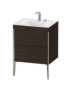 Duravit XViu vanity unit XV4709EB169C 60x48cm, 2 pull-outs, 2 tap holes, matt champagne, Rahmen C, brushed walnut