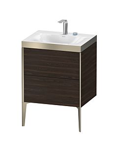 Duravit Meuble sous-vasque XViu XV4709EB169P 60x48cm, 2 coulissants, 2 trous pour robinetterie, champagne mat, Rahmen P, noyer brossé
