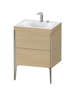 Duravit Meuble sous-vasque XViu XV4709EB171C 60x48cm, 2 coulissants, 2 trous pour robinetterie, champagne mat, Rahmen C, chêne méditerranéen