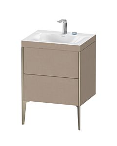 Duravit XViu vanity unit XV4709EB175C 60x48cm, 2 pull-outs, 2 tap holes, matt champagne, Rahmen C, linen