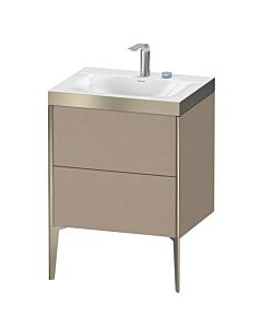 Duravit XViu vanity unit XV4709EB175P 60x48cm, 2 pull-outs, 2 tap holes, matt champagne, Rahmen P, linen