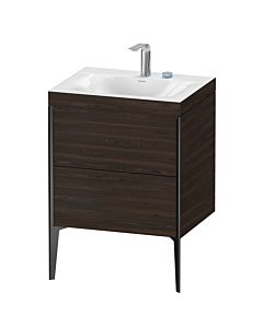 Duravit Meuble sous-vasque XViu XV4709EB269C 60x48cm, 2 coulissants, 2 trous pour robinetterie, noir mat, Rahmen C, noyer brossé
