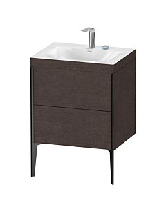 Duravit XViu Waschtisch-Unterschrank XV4709EB272C 60x48cm, 2 Auszüge, 2 Hahnlöcher, schwarz matt, Rahmen C, eiche dunkel gebürstet