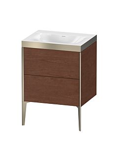 Duravit Meuble sous-vasque XViu XV4709NB113P 60x48cm, 2 coulissants, sans trou pour robinet, champagne mat, Rahmen P, noyer américain