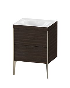 Duravit XViu Waschtisch-Unterschrank XV4709NB169C 60x48cm, 2 Auszüge, ohne Hahnloch, champagner matt, Rahmen C, nussbaum gebürstet