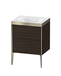 Duravit Meuble sous-vasque XViu XV4709NB169P 60x48cm, 2 coulissants, sans trou pour robinet, champagne mat, Rahmen P, noyer brossé
