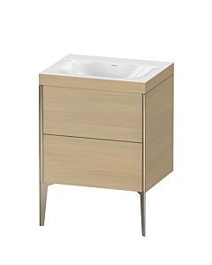 Duravit XViu vanity unit XV4709NB171C 60x48cm, 2 pull-outs, without tap hole, matt champagne, Rahmen C, Mediterranean oak