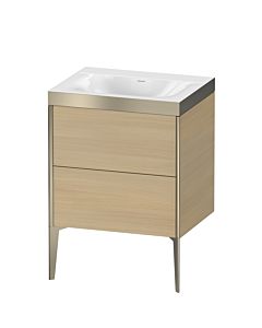 Duravit Meuble sous-vasque XViu XV4709NB171P 60x48cm, 2 coulissants, sans trou pour robinet, champagne mat, Rahmen P, chêne méditerranéen