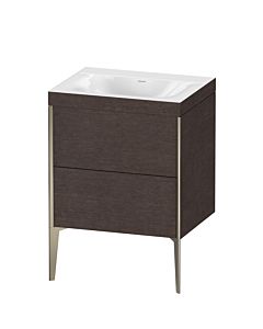 Duravit XViu Waschtisch-Unterschrank XV4709NB172C 60x48cm, 2 Auszüge, ohne Hahnloch, champagner matt, Rahmen C, eiche dunkel gebürstet