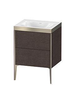 Duravit Meuble sous-vasque XViu XV4709NB172P 60x48cm, 2 coulissants, sans trou pour robinet, champagne mat, Rahmen P, chêne foncé brossé